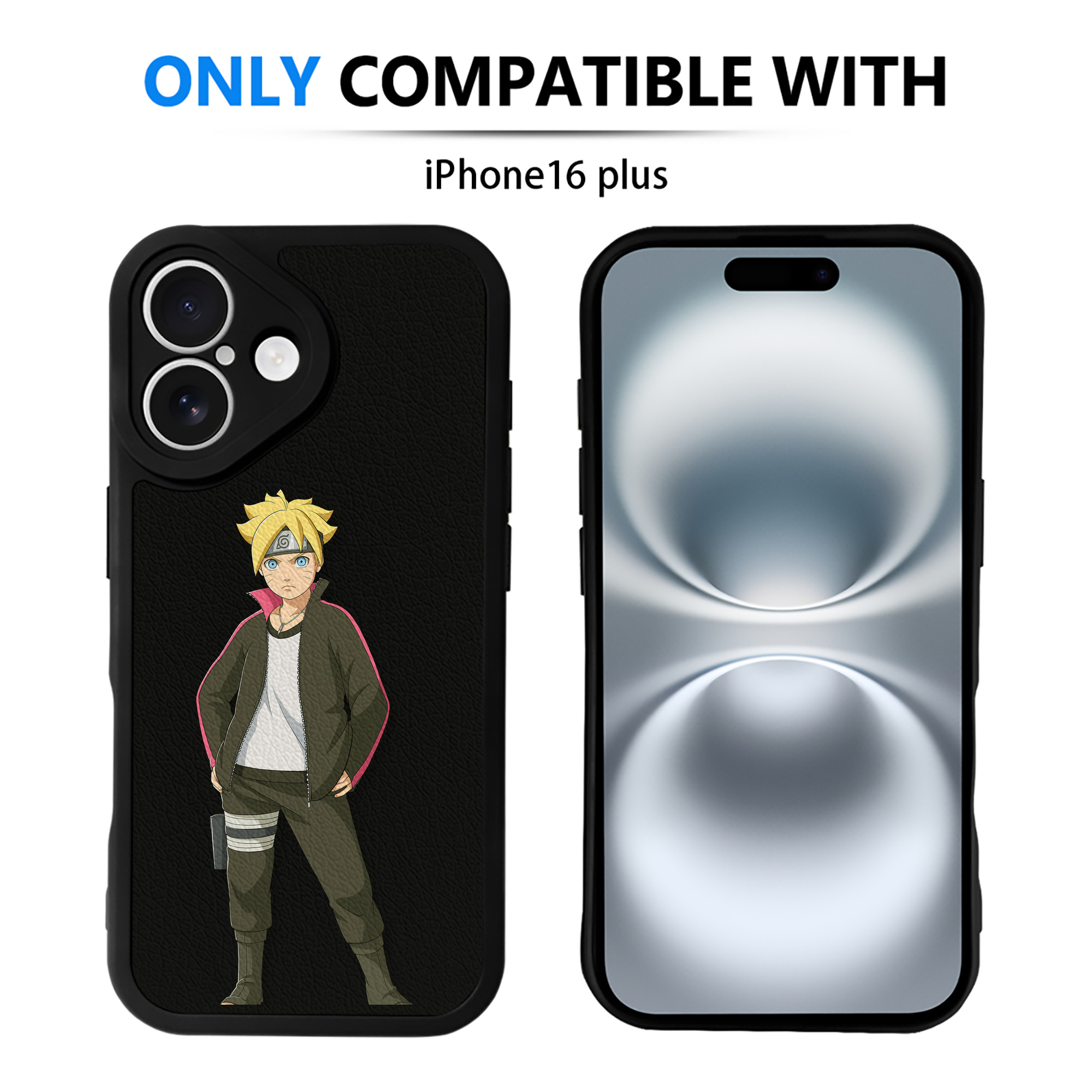 （画像用） NARUTO -ナルト- うずまき ボルト Uzumaki Boruto 【iPhone 16シリーズ対応】シリコンスマホケース（レザー調） 材質：シリコン